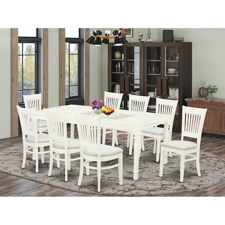 East West Furniture 9 Piece Dover Modern Dining Table Set - Linen White DOVA9-LWH-C